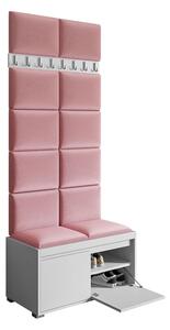 Előszoba bútor Kendora 80 (12 db. Pazara 40x30-as kárpitozott fali panelekkel) (öko-bőr soft 011 + fehér). 1054002