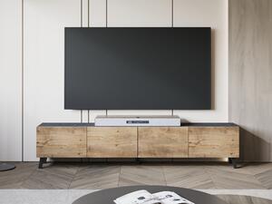 TV-állvány Levtive 101, Laminált forgácslap, 40x190x32cm, Gesztenye, Matera szürke