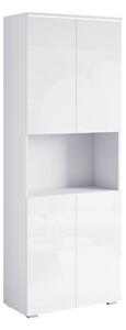 Könyvespolc Mirfivo 106, Ajtókkal, Zárt, Laminált forgácslap, 182x68x33cm, Fényes fehér, Fehér