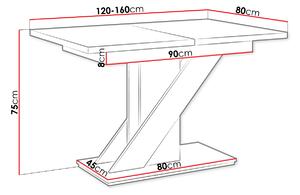 Modern asztal Exalior (fényes fehér + beton). 1054136