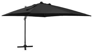 VidaXL fekete konzolos napernyő rúddal és LED-fényekkel 300 cm