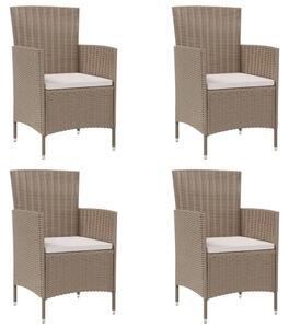 VidaXL 4 db bézs polyrattan kerti szék párnával