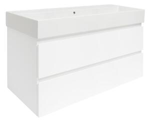 Fürdőszoba szekrény mosdóval SAT B-Way 99x50x45 cm fehér szőnyeg BWAY2100WU2BI