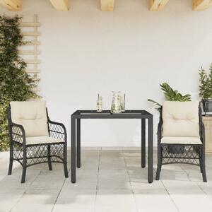 VidaXL 3 részes fekete polyrattan bisztrógarnitúra párnával
