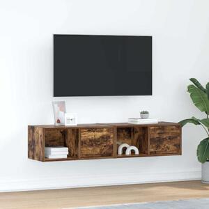 2 db füstös tölgy színű szerelt fa TV-szekrény 60x31x25,5 cm