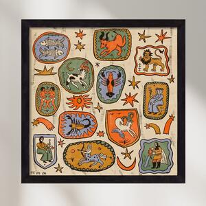 Medieaval zodiac 2 - falikép keretben | artbridge