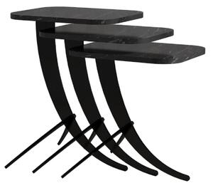 Pion Black Marble tárolóasztal, 3 db