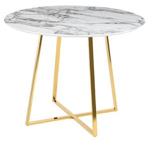 King Home Carat Kerek Étkezőasztal Márvány MDF Arany Luxus