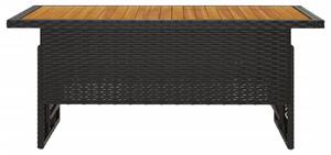 VidaXL fekete tömör akácfa és polirattan kerti asztal 100x50x43/63 cm
