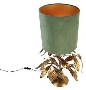 Vintage asztali lámpa antik arany zöld ernyővel - Linden