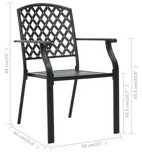 2 db fekete rakásolható acél kültéri szék