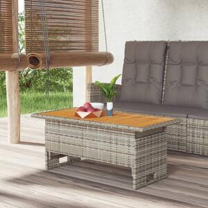 VidaXL szürke tömör akácfa és polirattan kerti asztal 100x50x43/63 cm