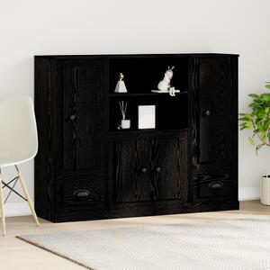 Magas szekrény Fekete Tölgy 132x35,5x103,5 cm Mérnöki Fa