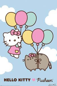 Plakát Pusheen x Hello Kitty - Up Up and Away, (61 x 91.5 cm)