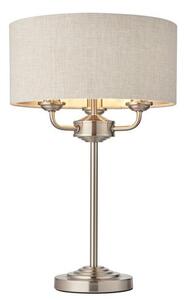 ENDON Highclere 3lt Table Brushed chrome plate & natural linen 3 x 18W E14 Eco golf - ED-94369