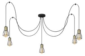 Helam Csillár zsinóron TUBE 5xE27/15W/230V pók fekete/arany HE1594