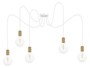 Belis Csillár zsinóron MIROS 5xE27/60W/230V pók fehér/arany BE0786