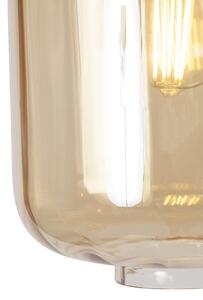 Design függőlámpa fekete borostyánszínű üveggel, 3 fény 226 cm - Qara