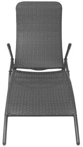 VidaXL Napozóágy - Összecsukható - Polyrattan - Fekete