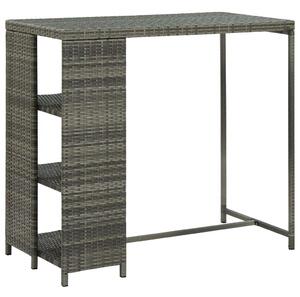 VidaXL szürke polyrattan bárasztal tárolópolccal 120 x 60 x 110 cm