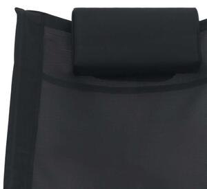 Fekete textilén napozóágy párnával