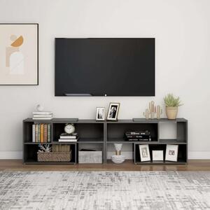 Magasfényű szürke forgácslap tv-szekrény 149 x 30 x 52 cm