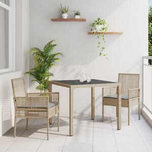 2 db Bézs Polirattan 90 x 90 x 75 cm UV-álló anyagok