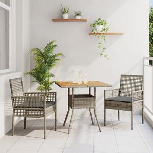 Kert étkező szett 3 pcs Szürke polirattan