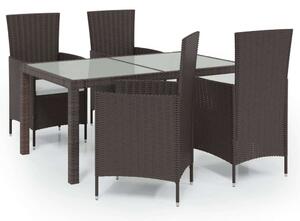 Polyrattan Kültéri Étkezőgarnitúra - 5 részes - Barna