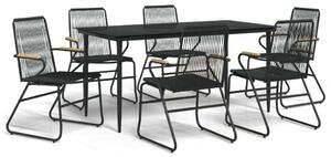 7 részes fekete pvc rattan kerti étkezőgarnitúra