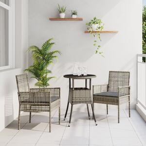 Kert étkező szett 3 pcs Szürke polirattan