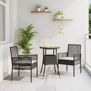 Kert étkező szett 3 pcs Fekete polirattan