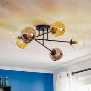 EMIBIG LIGHTING Mennyezeti világítás Glassy, fekete, grafit/borostyán/átlátszó, 6 izzós, dimmelhető, Fekete, Nappali / Étkező, Üveg, Modern