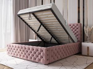 Kárpitozott ágy 140x200 tárolóhellyel PRO line 15 rózsaszín