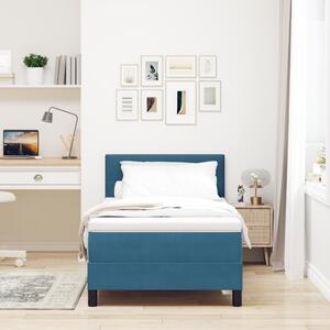 Boxspring Ágy Matracokkal Sötétkék 90x200 cm Bársony