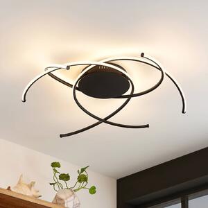 Lindby LED mennyezeti lámpa Yareli, fekete, fém, Ø 70cm