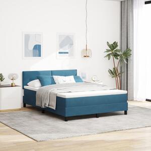 Boxspring Ágy Matraccal Sötétkék 140x190 cm Bársonyos