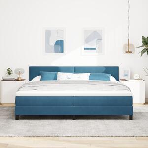 Boxspring Ágy Mattal Sötétkék 200x200 cm Bársony