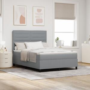 VidaXL Box Spring Ágy Matrac & LED Világosszürke 140x200 cm Textil