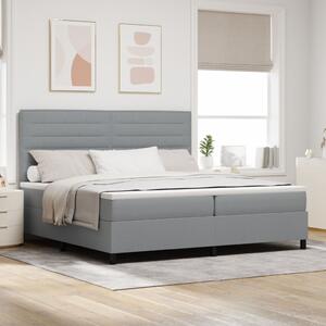 VidaXL Box Spring Ágy Matrac Világosszürke 200x200 cm Szövet