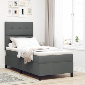 VidaXL Box Spring Ágy Matraccal Sötét Szürke 90x200 cm Szövet