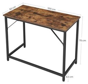 Íróasztal 100x50cm, számítógép asztal, kis irodai asztal, barna-fekete