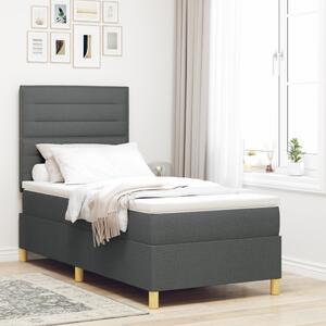 Boxspring ágy matraccal sötétszürke 100x200 cm textil