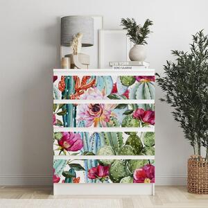 IKEA MALM bútormatrica - színes virágzó kaktuszok
