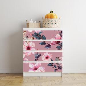 IKEA MALM bútormatrica - rózsaszín hibiszkusz és pillangók