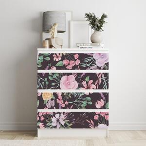 IKEA MALM bútormatrica - lila és rózsaszín virágok