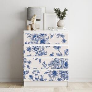 IKEA MALM bútormatrica - kék virágcsokor