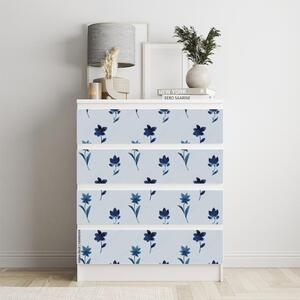 IKEA MALM bútormatrica - virágok kék háttérrel