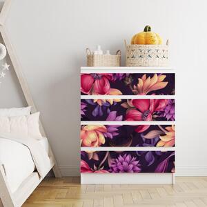 IKEA MALM bútormatrica - lila virágcsokrok