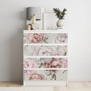 IKEA MALM bútormatrica - retro rózsaszín pünkösdi rózsák